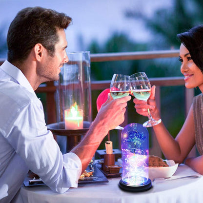 Beauty and the Beast Rose Gift Enchanted Colorful Led Galaxy Crystal Rose Flower Light in Glass Dome, Unique Gifts for Her, Women, Valentine‘S Day, Mom, Mother'S Day, Birthday. Christmas